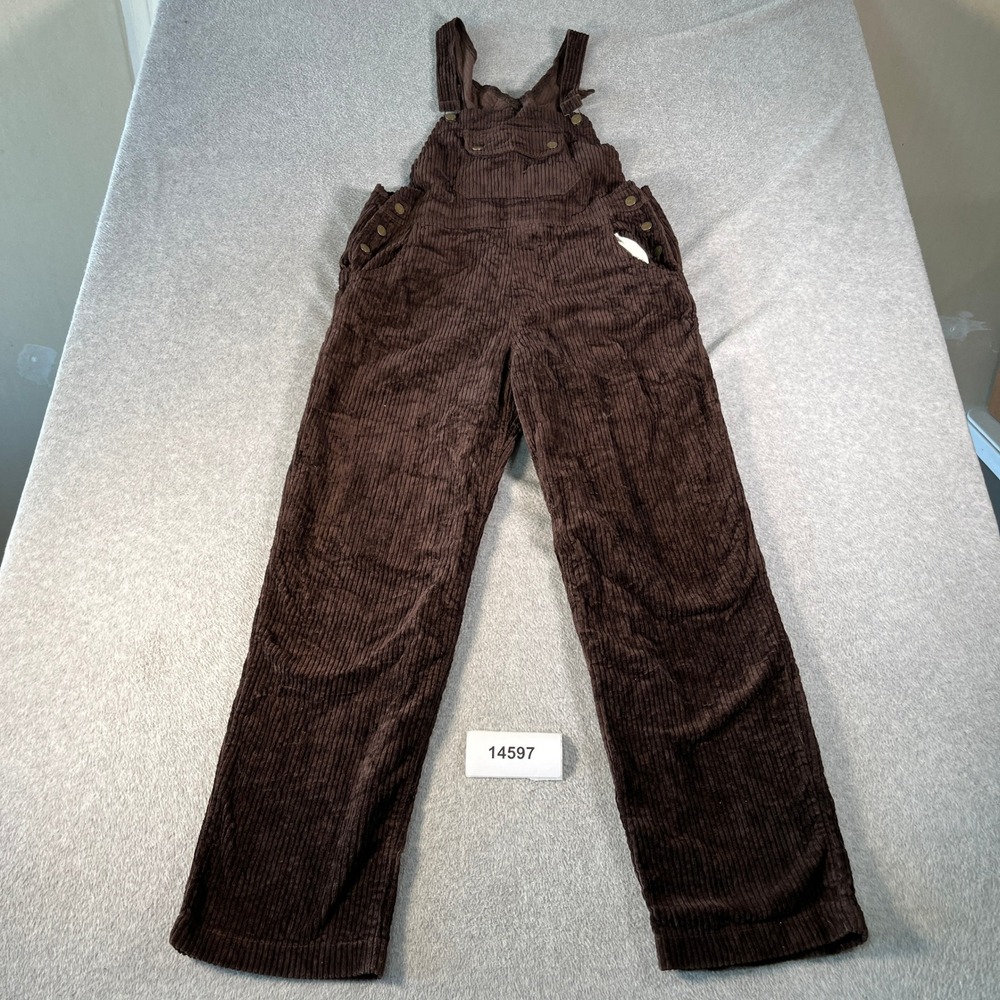 Copper Key Corduroy Bib Overalls Women Medium Dark Brown Cotton Adjustable Strap